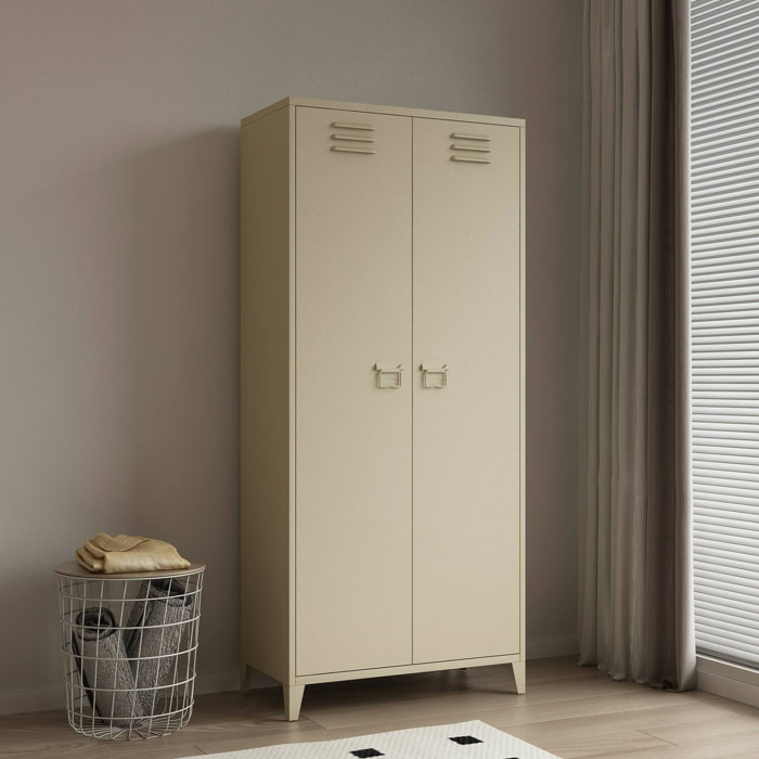Armadio multiuso 2 ante Pezzaze, Mobile multifunzionale, Mobiletto scarpiera, Guardaroba porta scarpe, 80x30 h180 cm, Panna
