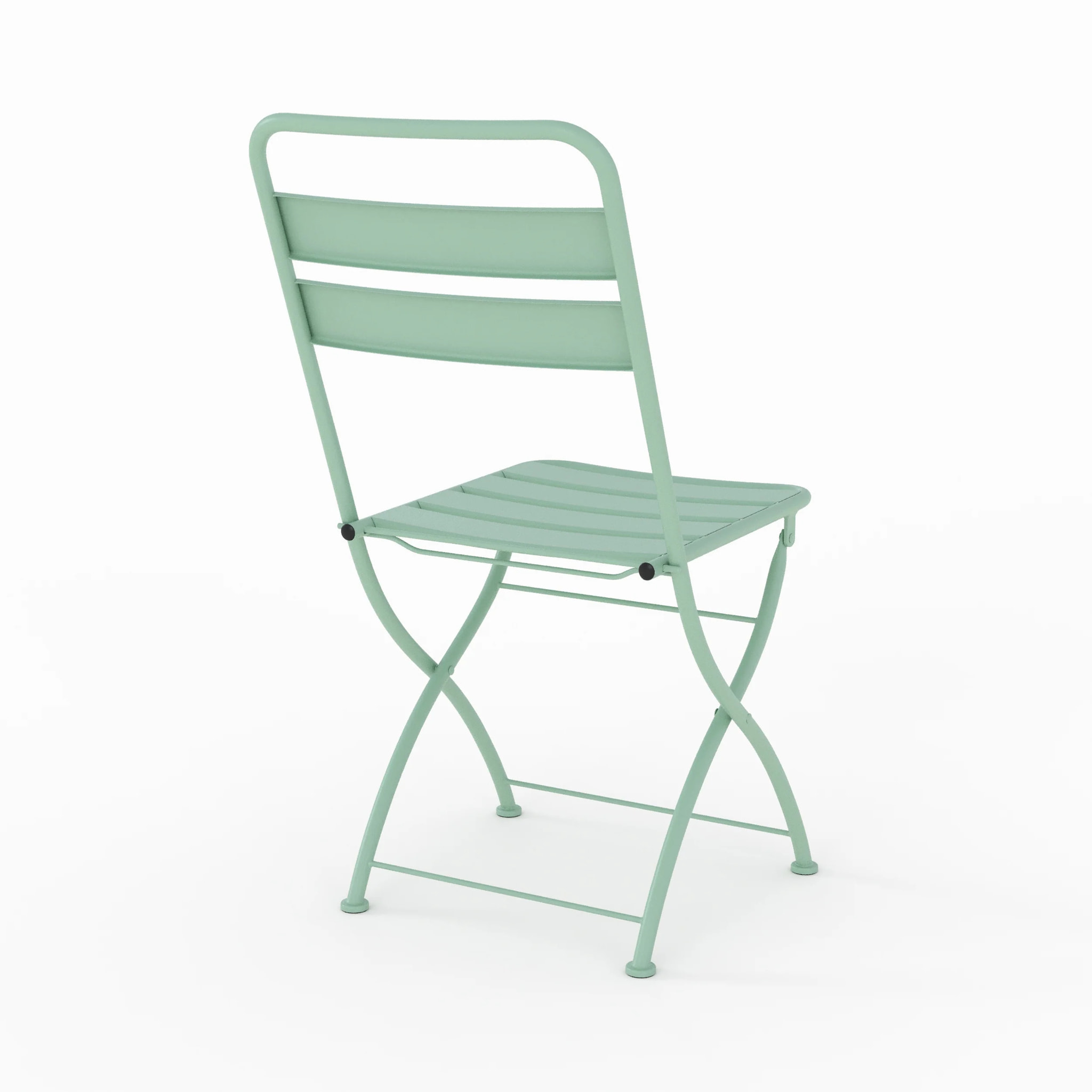 Lot de 2 chaises de jardin en métal vert clair, pliantes - Yumi
