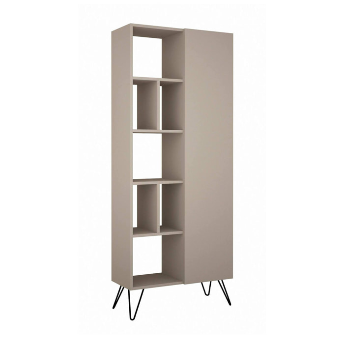 Libreria Lince, Scaffale da ufficio, Mobile portalibri, Biblioteca, 79x32 h190 cm, Beige