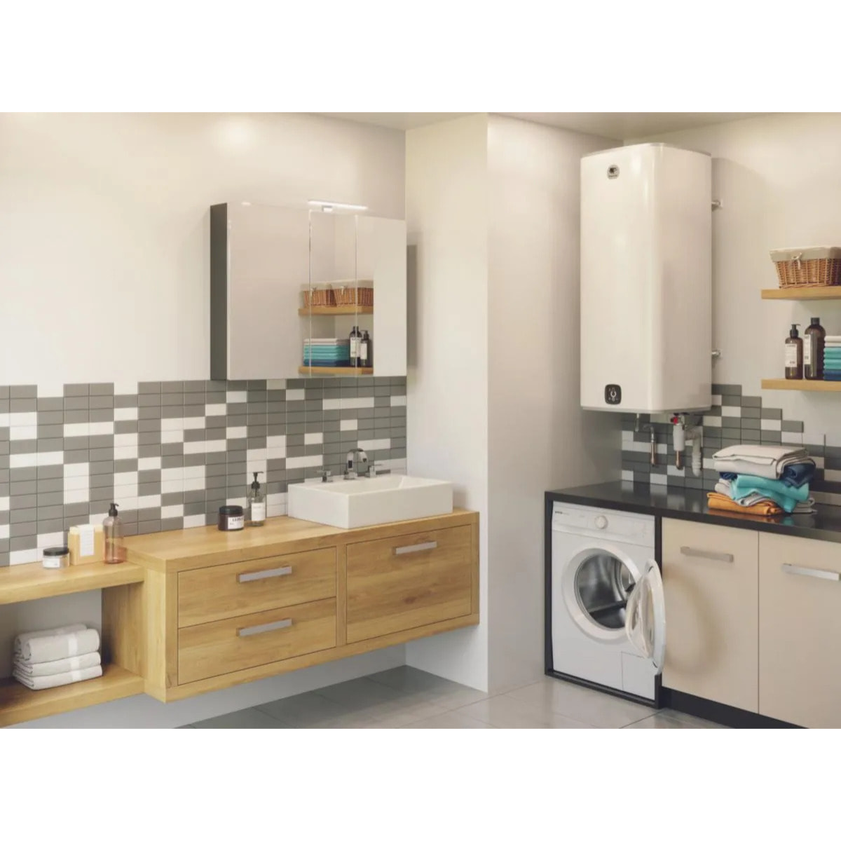 Chauffe-eau électrique Malicio 3 plat Vertical mural 120L blanc - THERMOR - 231072