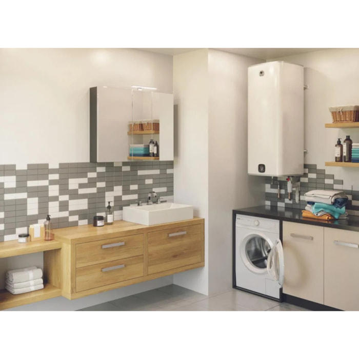 Chauffe-eau électrique Malicio 3 plat Vertical mural 120L blanc - THERMOR - 231072