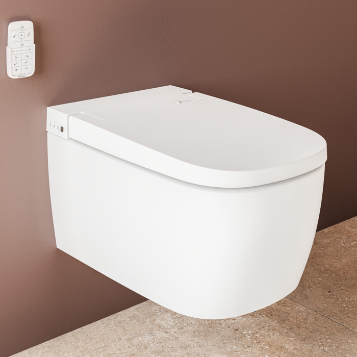 V-Care Comfort WC lavant suspendu sans bride avec commandes à distance + fonctions personnalisables, blanc (5674B0403-6194)