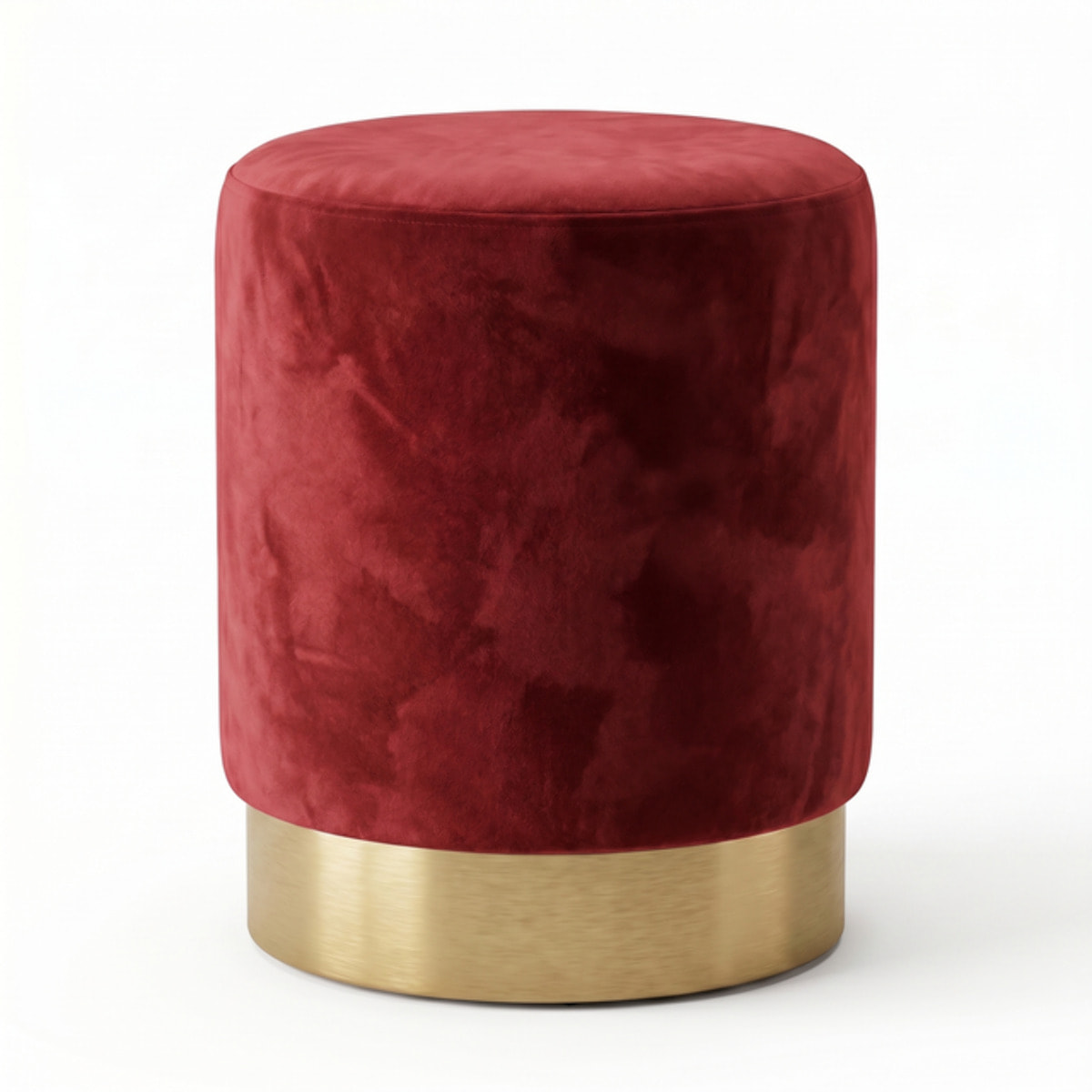 Pouf cilindrico in velluto con base dorata, sgabello imbottito elegante e resistente, seduta compatta salvaspazio, ideale per salotto camera ingresso e toeletta, design moderno glamour e versatile