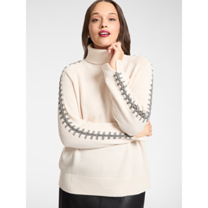 Elena Mirò - Maglia in lana ricamata a mano - Bianco