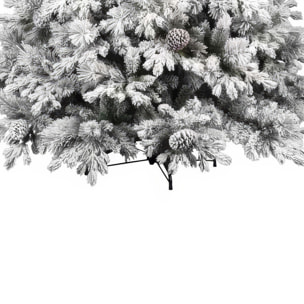 Luna - Albero di Natale con neve e pigne in PE PVC PP ø122x180H cm, 1517 rami