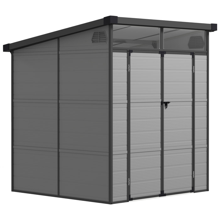 Caseta de Jardín Exterior, 3,24 m², 190x191x215 cm, Cobertizo de Jardín Exterior, Puerta Corredera con Pestillo, Ventana y Ventilación, para Almacenamiento de Herramientas, Gris Claro
