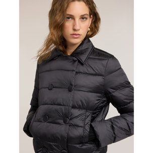 Motivi - Plumífero lightweight crop doble botonadura - Negro