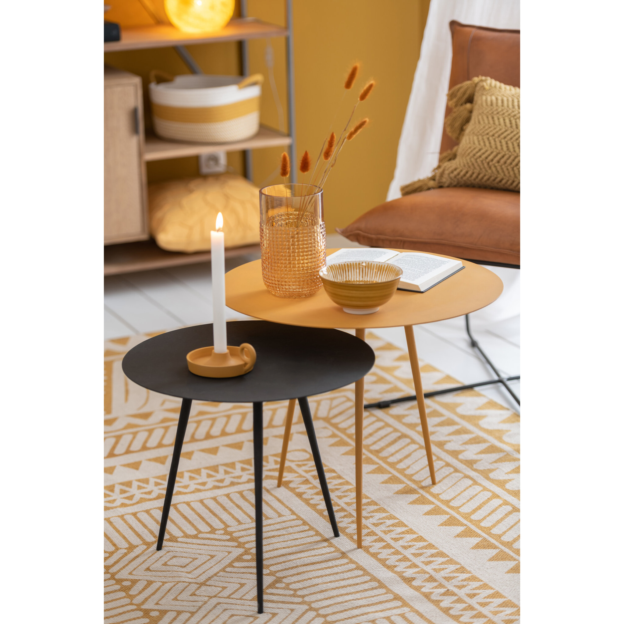 J-Line Photophore Plateau Rond Aluminium Ocre