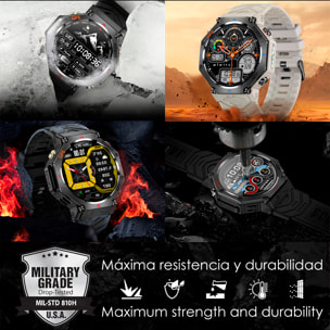 Smartwatch KC91 con llamadas BT, GPS, herramientas de exploración, ChatGPT y + de 100 modos deportivos.