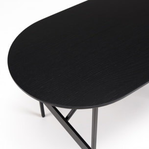 DALY - Table basse ovale noire 70x35cm piètement métal