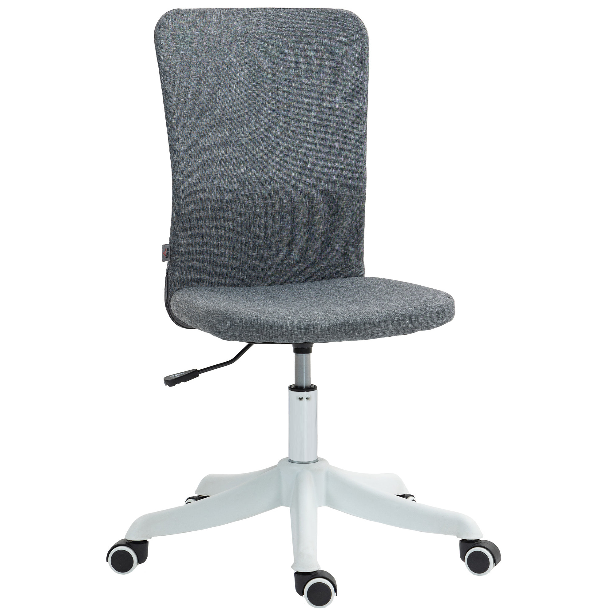 Silla de Escritorio sin Brazos Silla de Oficina Giratoria Tapizado en Lino Sintético con Altura Ajustable para Estudio Dormitorio Tocador Carga 120 kg Gris