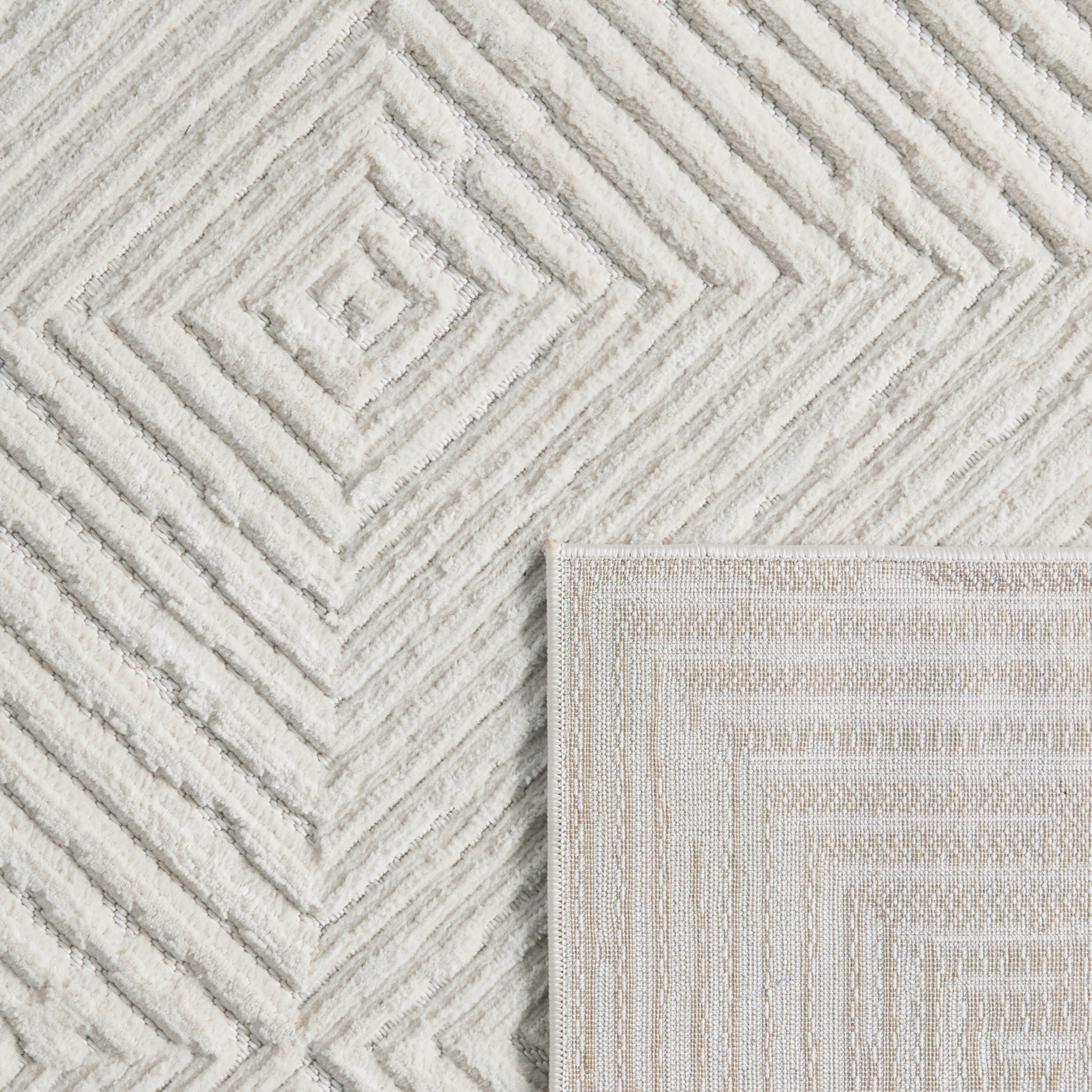 Tapis Loopin 323 Creme - Motif en relief - Indoor & Outdoor