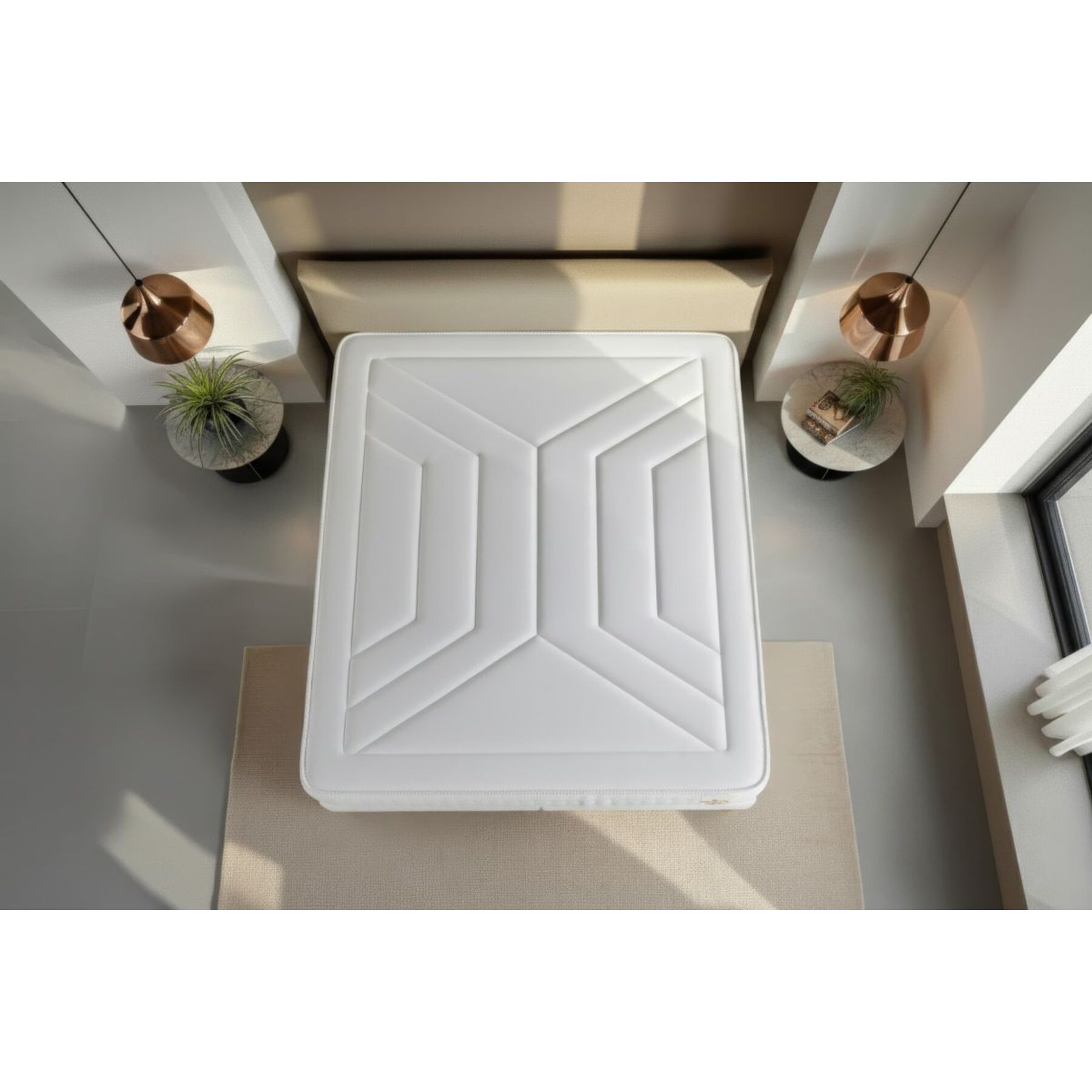 Ensemble Matelas Vingt-Quatre - 24cm - Ressorts ensachés et mémoire de forme - Confort d'exception - Sommier Tapissier Blanc