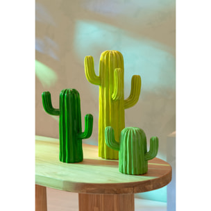 J-Line Cactus décoratif - polyrésine - vert - large - 3 pièces
