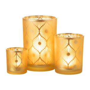 J-Line photophore Losange Fleurs - verre - jaune - large