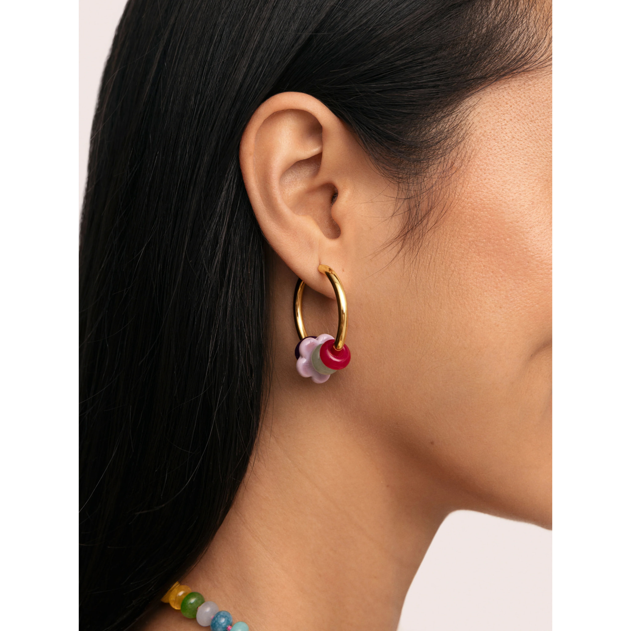 Pendientes Aro Carmen True Flower Colors Acero Baño Oro