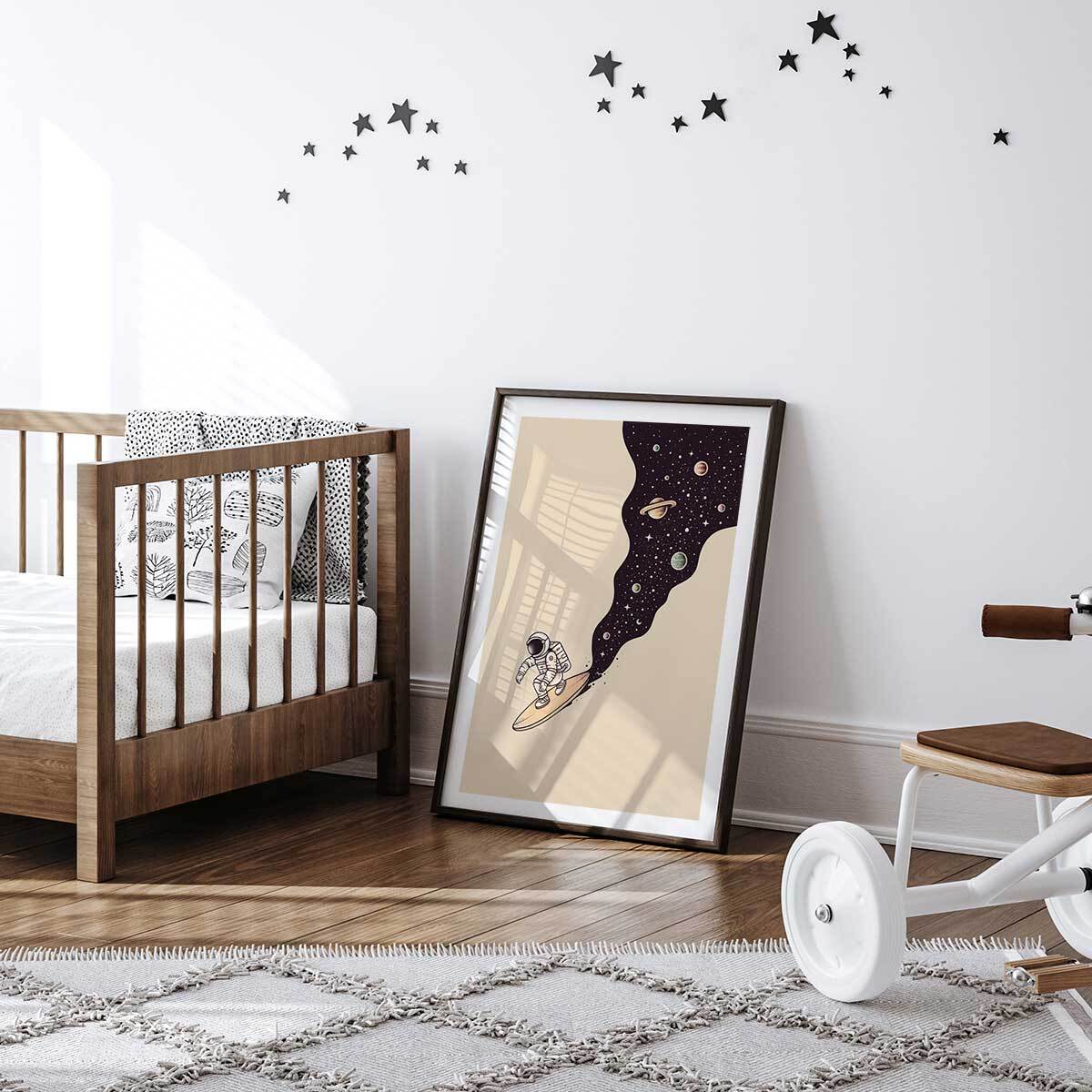 Affiche enfant longboard en cosmos  Affiche seule