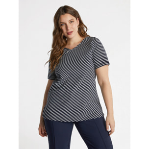 Fiorella Rubino - T-shirt a righe con strass - Blu