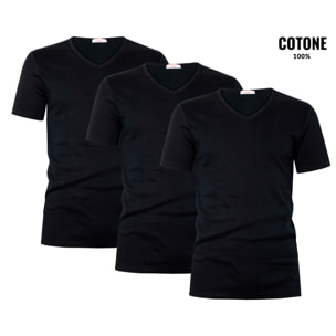 3 Maglie Termiche da Uomo a Manica Corta Scollo V 100% Cotone Liabel Art. 2855-53