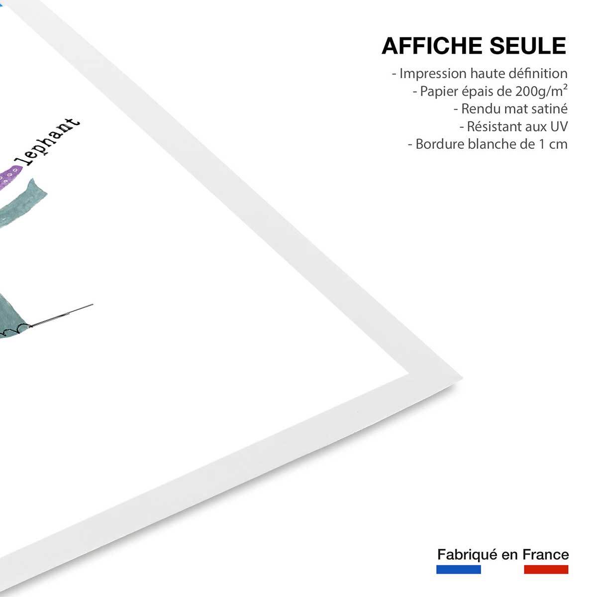 Affiche enfant e comme éléphant Affiche seule