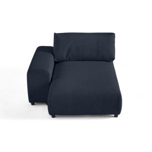 Garance - module d'assise méridienne gauche - en velours côtelé - Bleu nuit