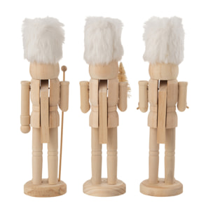 J-Line figurine Casse-Noisette - bois/fourrure - naturel/blanc - 3 pcs