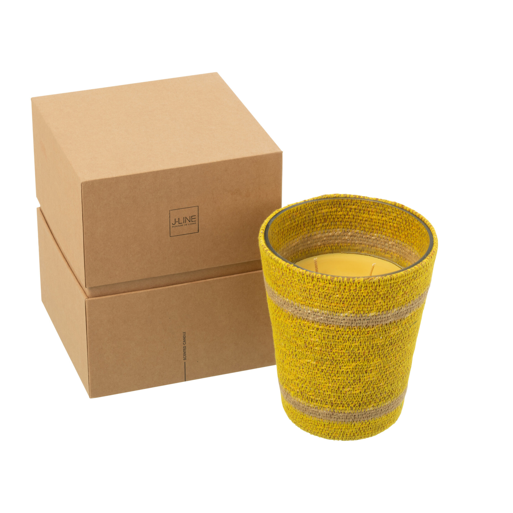 J-Line bougie parfumée Panier - jaune - large - 75H