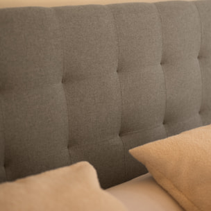 Tête de lit rembourrée en polyester avec plis gris en différentes tailles