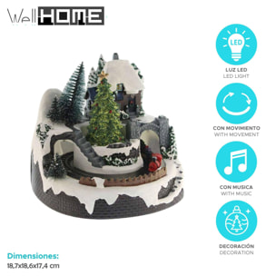 Pueblo navideño decorativo con movimiento, luces led y musica