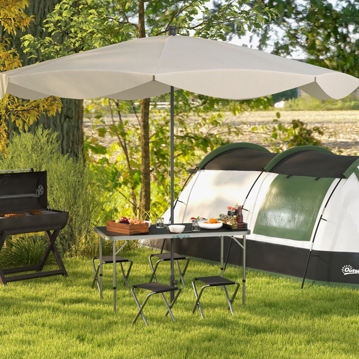 Ensemble table et chaises pliantes de camping - Hauteur table réglable, Trou de parasol - Gris foncé