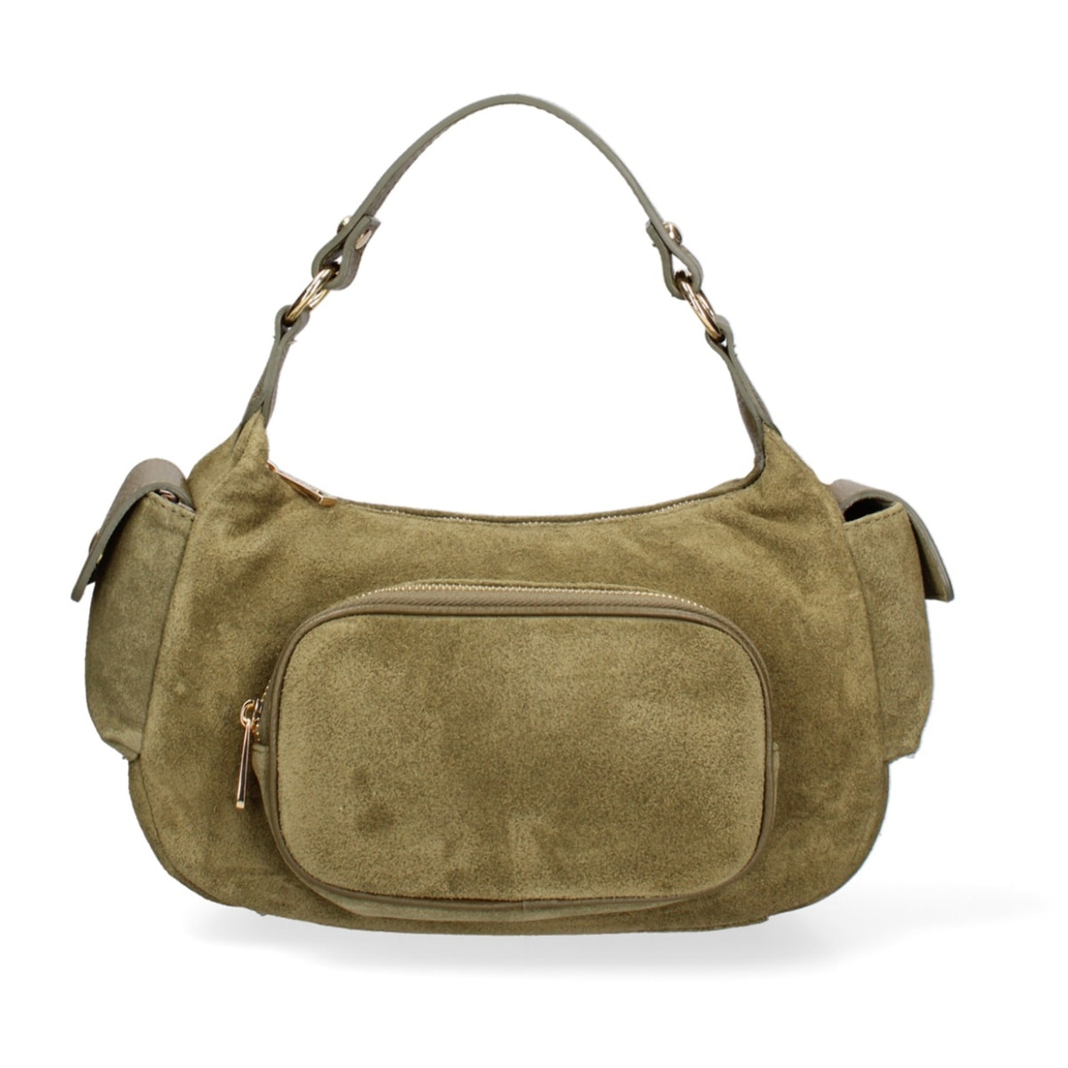 Borsa a spalla da donna Made in Italy - Modello Ardena - Pelle scamosciata - 30.0 x 17.0 x 12.0 cm