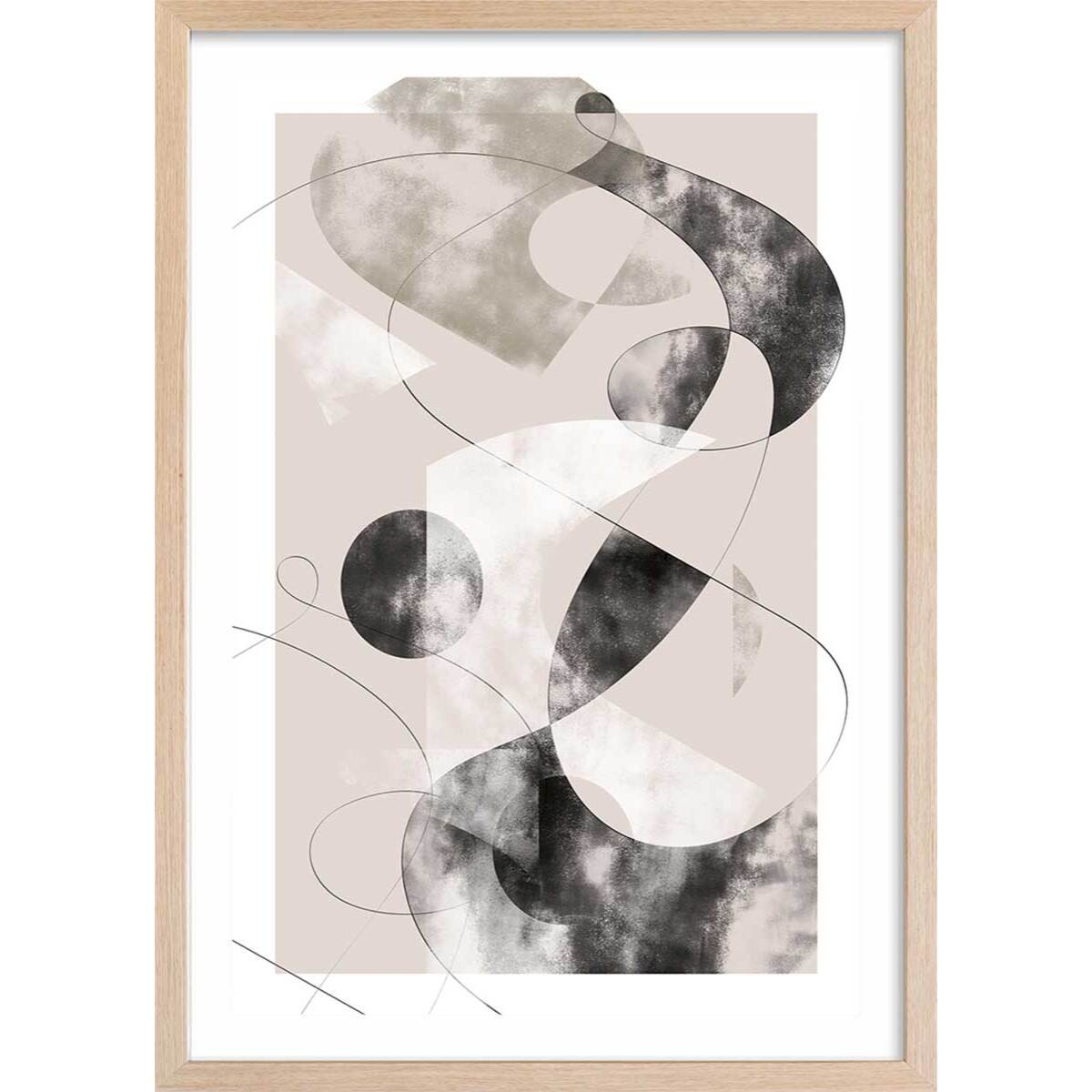 Affiche Eclats beige rosé Affiche + cadre en bois - Chêne