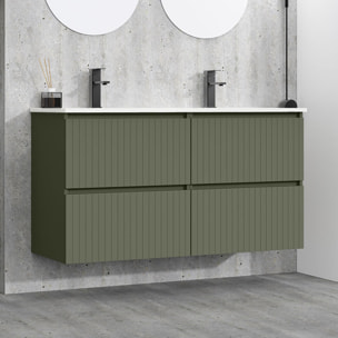 Ensemble de Salle de Bain Miya | 120 cm Vert Mousse | Quatre Tiroirs | Lavabo Encastré | N'inclut pas le Miroir | Alday