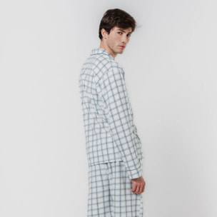 Pigiama lungo stile camicia in cotone a quadri verdi jake