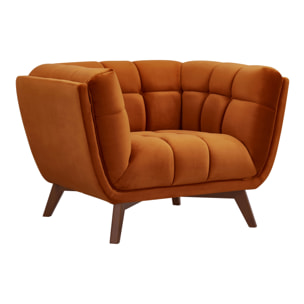 Fauteuil en velours orange curcuma - Mona