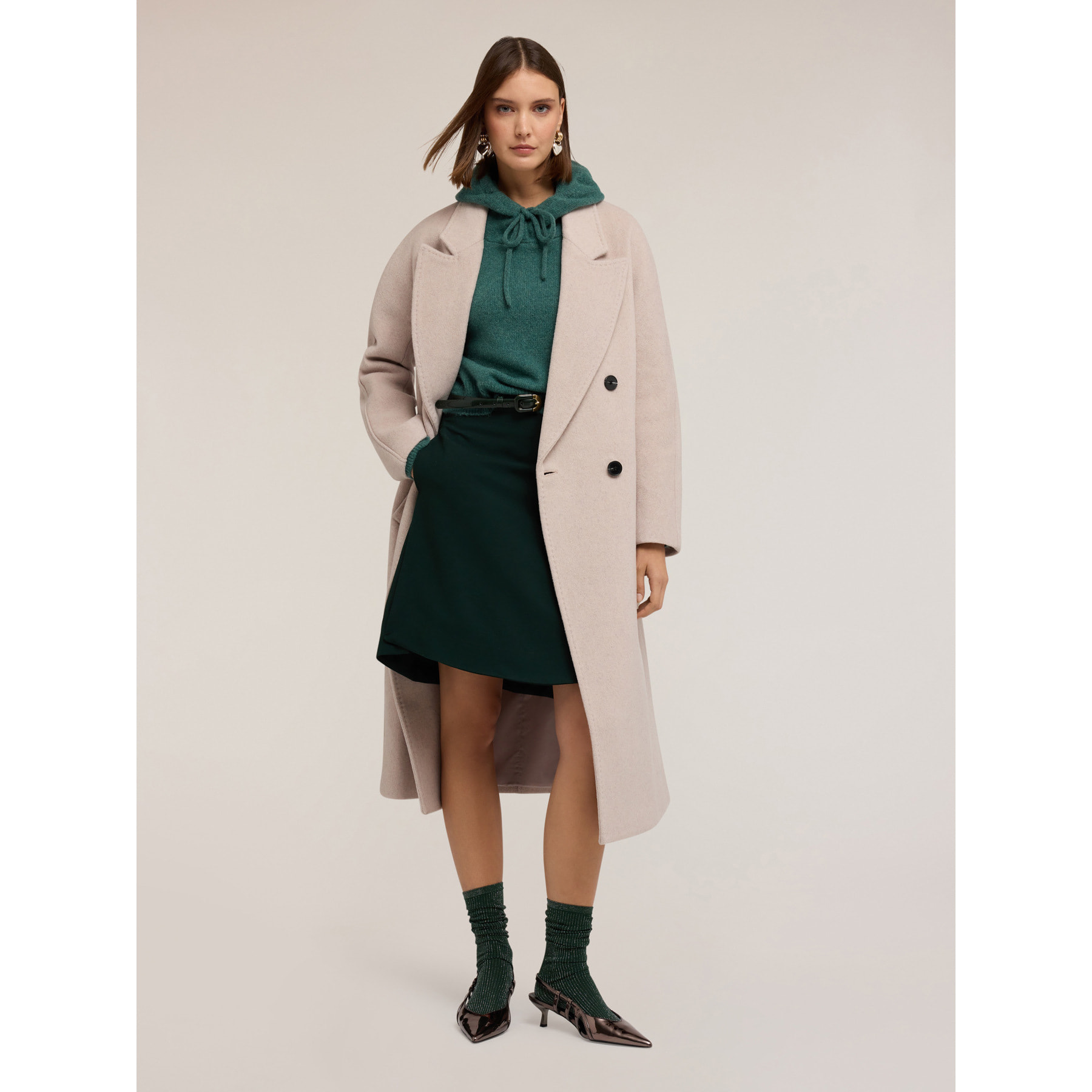 Motivi - Cappotto doppiopetto in drap misto lana - Bianco