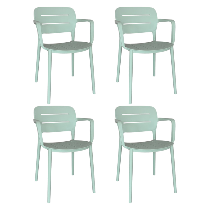 Lot de 4 fauteuils de table vert extérieur en polypropylène SUNSET