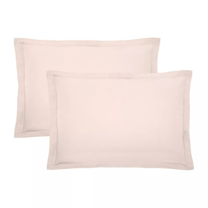 Lot de 2 taies percale de coton uni rose Olana petale