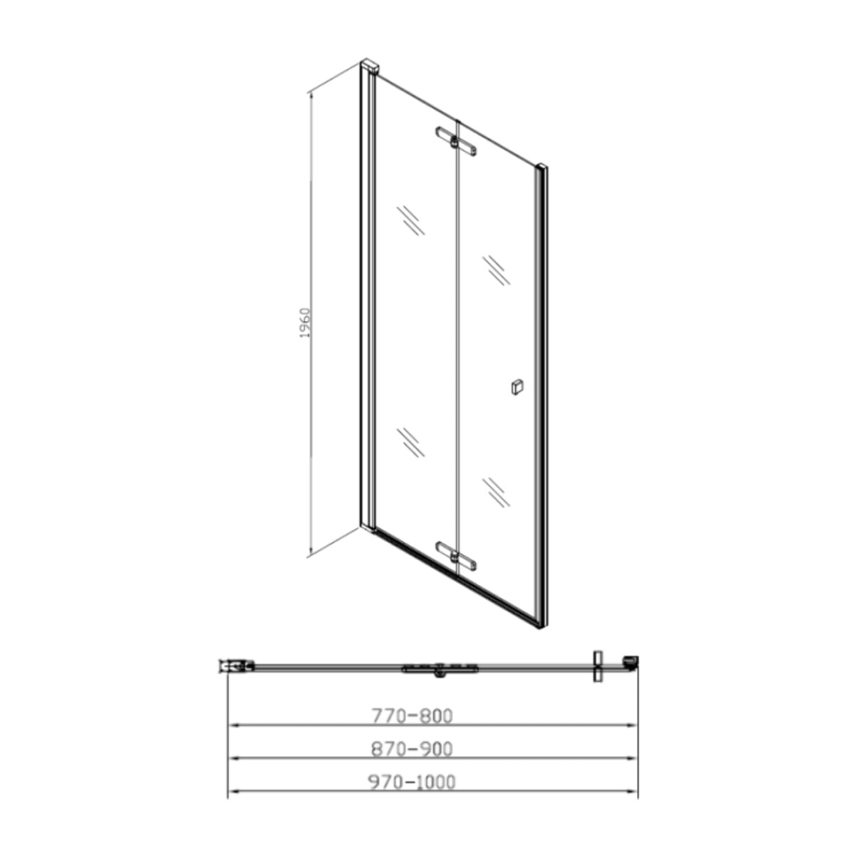 SK Porte de douche 80x196cm pliante anticalcaire avec profilé chrome brillant (SATSK80NIKA)