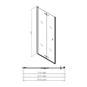 SK Porte de douche 80x196cm pliante anticalcaire avec profilé chrome brillant (SATSK80NIKA)