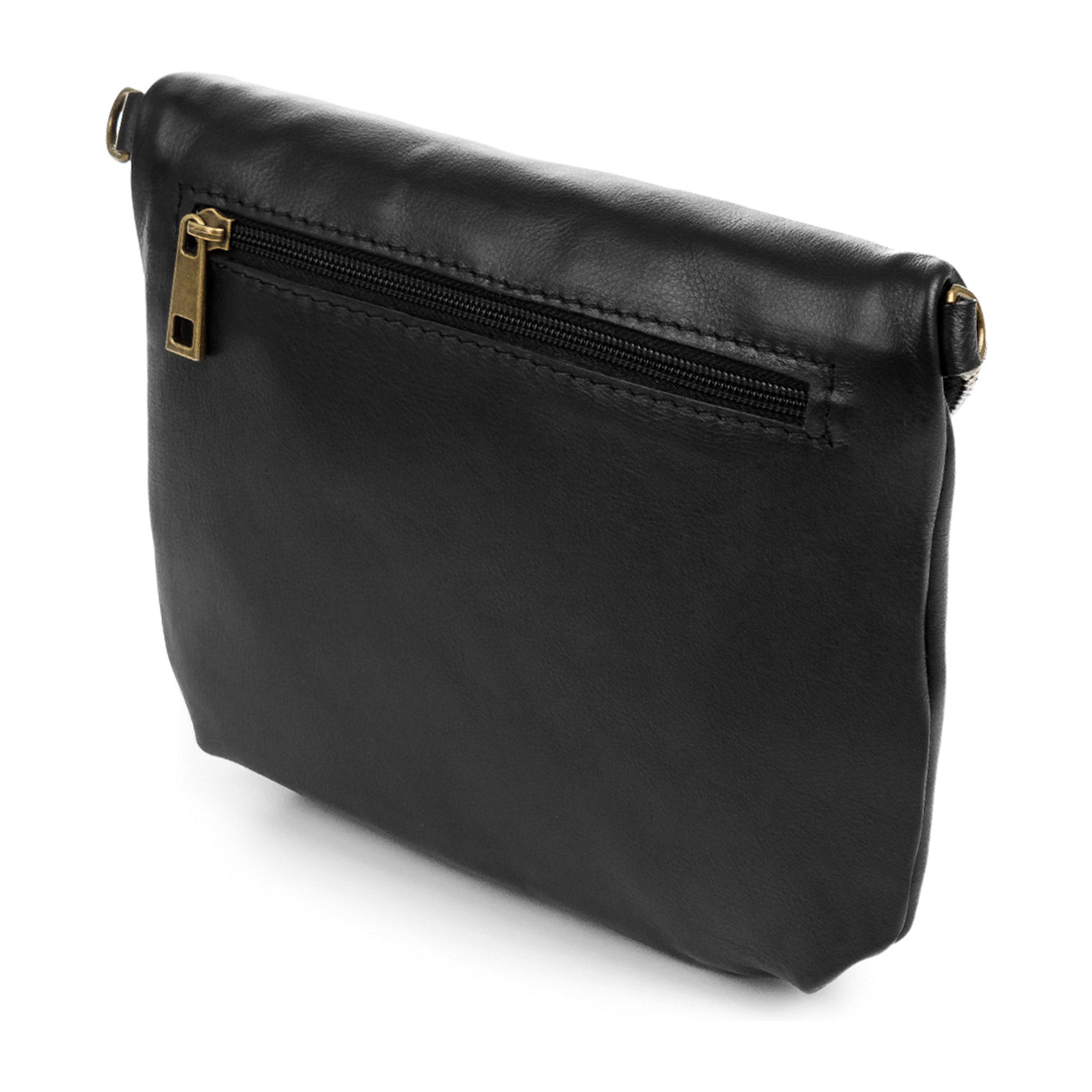Borsa a Spalla da Donna Ancona Vera Pelle Sauvage Made in Italy 21,5x4x17 Cm. Colore nero