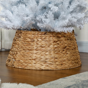 Falda para Árbol de Navidad, Collar de Árbol de Navidad de 60 cm de Jacinto de Agua, Trenzado a Mano para Fiestas, Decoración Festiva, Hogar, Natural