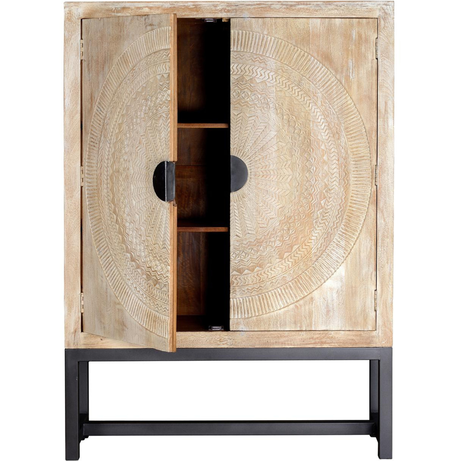 Armario de Madera de Mango 125 Cm Estilo Étnico Rústico