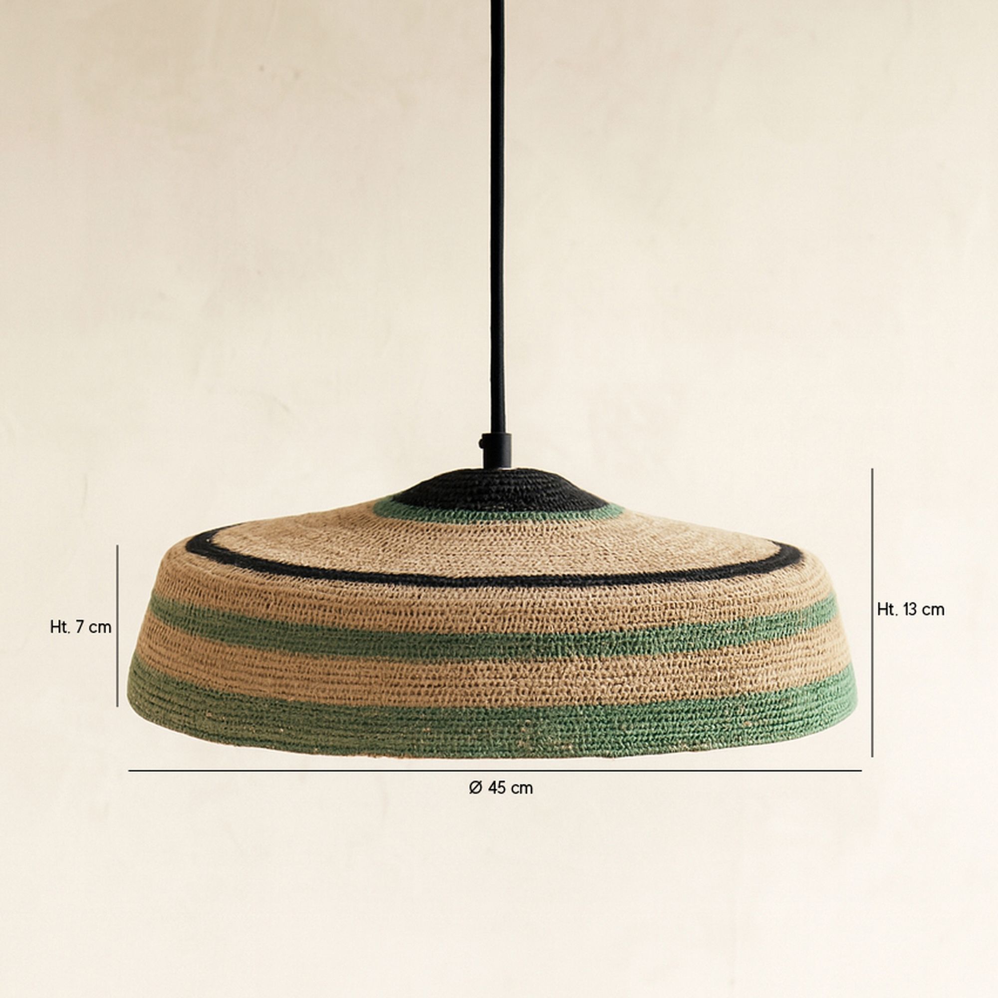 Suspension en jonc de mer naturel et vert TRINIDAD