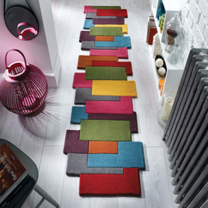 Tapis de couloir graphique en laine COLLAGE