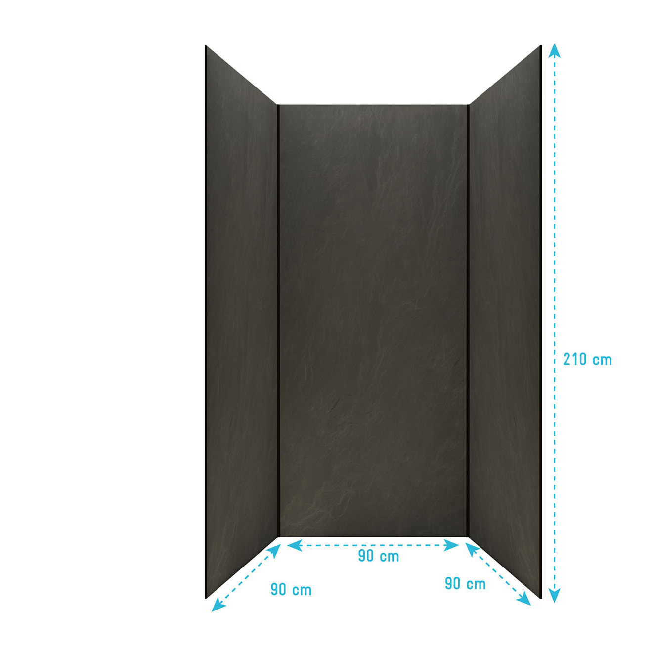 Pack 3 Panneaux Muraux Pierre Ardoise 90x210cm et Profilés Noirs - STONE'IT