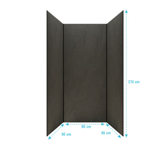 Pack 3 Panneaux Muraux Pierre Ardoise 90x210cm et Profilés Noirs - STONE'IT