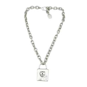 Collar candado GD en cadena ligera plata