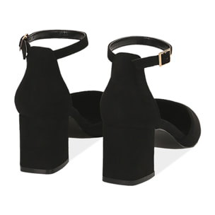 Zapatos de tacón de microfibra negros, tacón de 6 cm