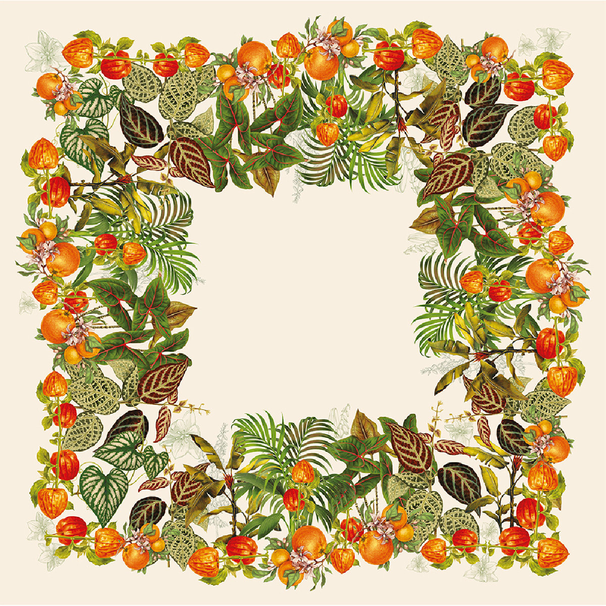 Nappe pur lin lavé 190 g/m² imprimé multicolore Vintage garden natural